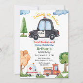 Emergency Vehicles Police car Birthday 招待状 (正面)