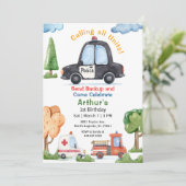Emergency Vehicles Police car Birthday 招待状 (スタンド正面)