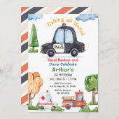 Emergency Vehicles Police car Birthday 招待状 (正面/裏面)