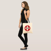 Emergency with Medical Cross Symbol Red and White トートバッグ (正面(モデル))