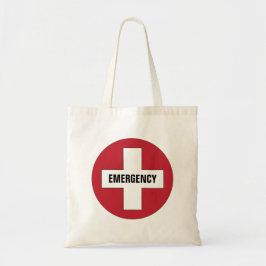 Emergency with Medical Cross Symbol Red and White トートバッグ