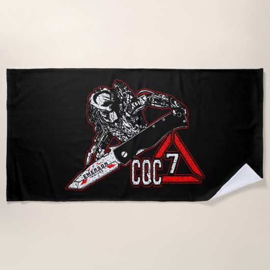 Emerson Knives CQC-7プレデターホワイトゴルフタオル ビーチタオル (正面)