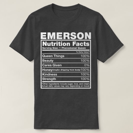 Emerson Nutrition FactsEmerson Name BirthdayPremiu Tシャツ (デザイン正面)