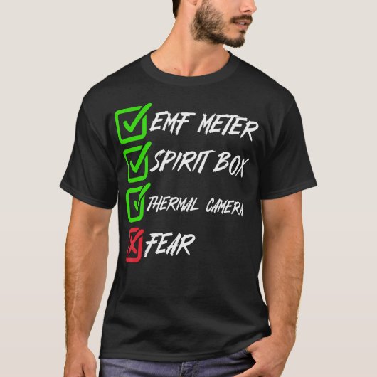 Emfメーター スピリットボックス サーマルカメラ 怖い幽霊狩り tシャツ (正面)