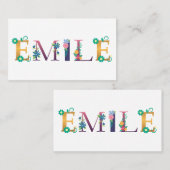 EMILEファーストネーム刺繍エレガント付 名刺 (正面/裏面)