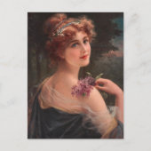 Emile Vernonによる薄紫の断片を持つ若い女性 ポストカード (正面)