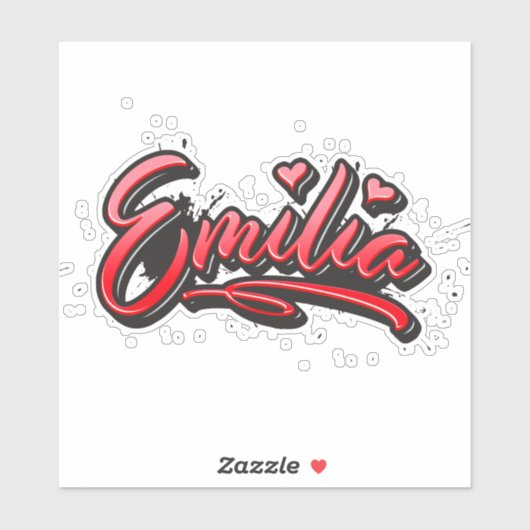 Emilia red Heart Graffiti Aufkleber Sticker シール (シート)