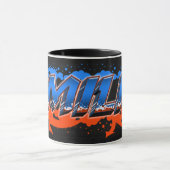 Emilio Vorname Name Graffiti blue orange Tasse マグカップ (中央)
