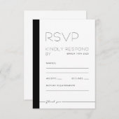 EMILYミニマルモダンリストモノクロレスポンスカード 出欠カード (正面/裏面)