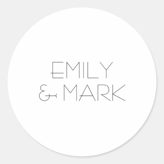 EMILYミニマルモダンリストモノワ結婚ーのステッカー ラウンドシール (正面)