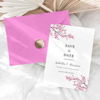 EMILY Cherry blosom Save the Date Template 招待状