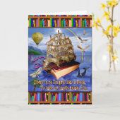 Emily Dickinson引用文を使用したブックシップ海シーン カード (黄色い花)