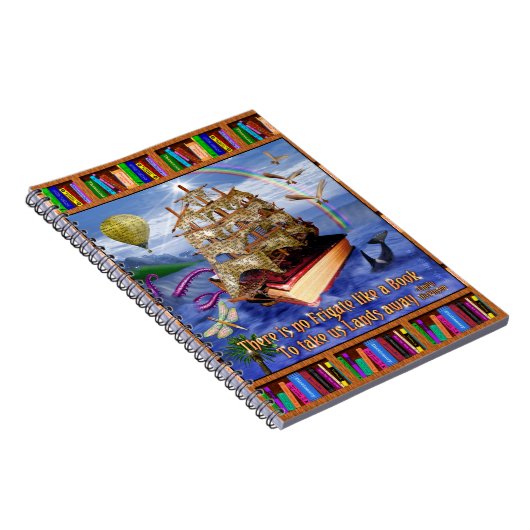 Emily Dickinson引用文を使用したブックシップ海シーン ノートブック (右側)