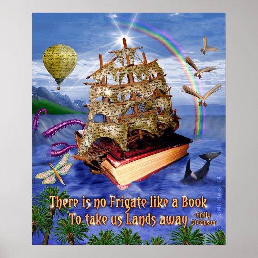 Emily Dickinson Quote There is No Frigate Book Sea ポスター (正面)