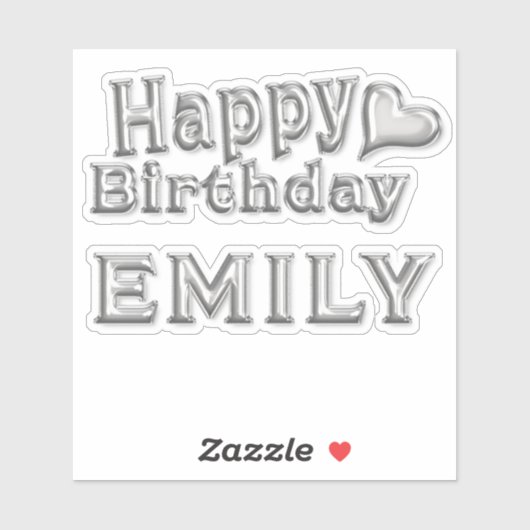 Emily Happy Birthday silver Aufkleber Sticker シール (シート)