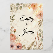 Emily & James Boho Watercolor Wedding Invitation | 箔招待状 (正面)