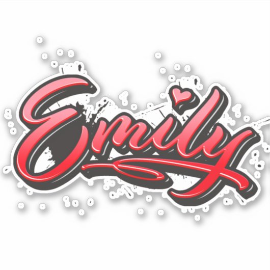 Emily red Heart Graffiti Aufkleber Sticker シール (正面)