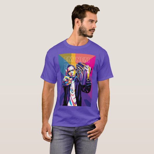 Eminem in WPAP Style Colorful boy Tシャツ (正面フル)