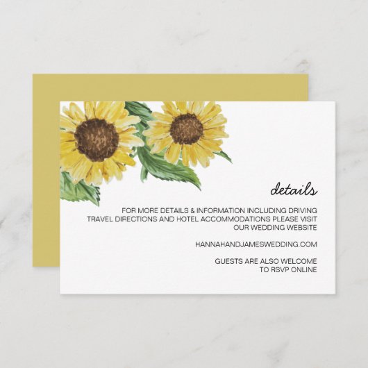 EMMAカント素朴リーウォーターカラーヒマワリ 招待状 (正面/裏面)