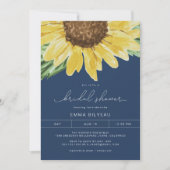 EMMAブルー素朴サンフラワーフローラブライダルシャワー 招待状 (正面)