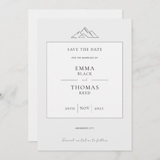 EMMAマウンテンミニマリストDove Gray日付を保存 セーブザデート (正面/裏面)