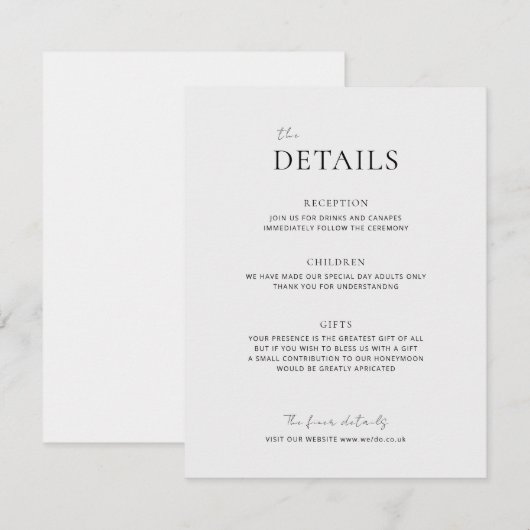 EMMAミニマリストドーブグレー詳細エンクロージャカード エンクロージャーカード (正面/裏面)