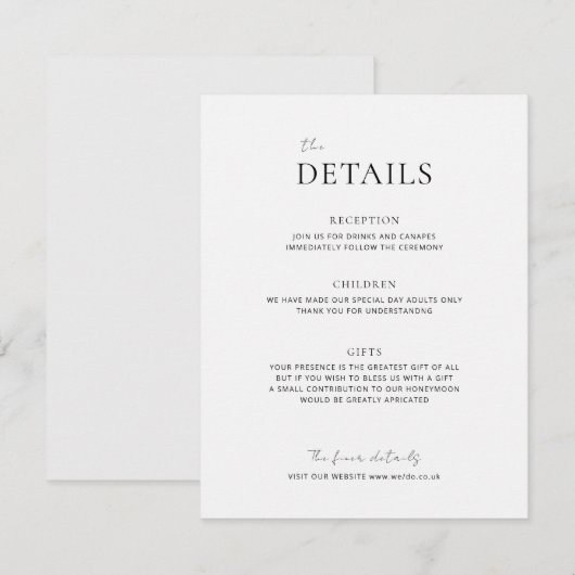 EMMAミニマリストドーブグレー詳細エンクロージャカード エンクロージャーカード (正面/裏面)