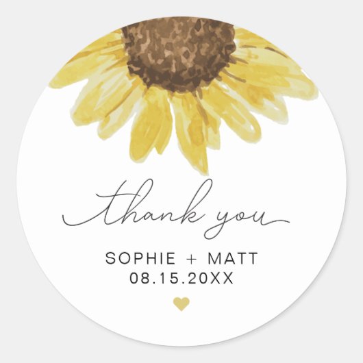 EMMA水素朴色ひまわりサンフラワーありがとうC ラウンドシール (正面)