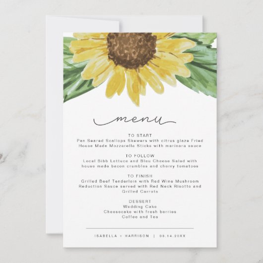 EMMA水素朴色ひまわり国のメニューカード 招待状 (正面)