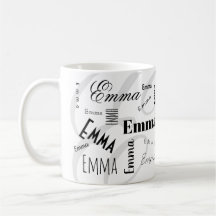 Emma オリジナル 名前 ブラック ホワイト コーヒーマグ