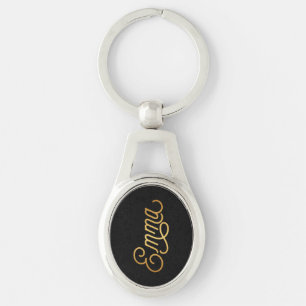 Emma パーソナライズされた Script Emma金ゴールド(黒) キーホルダー