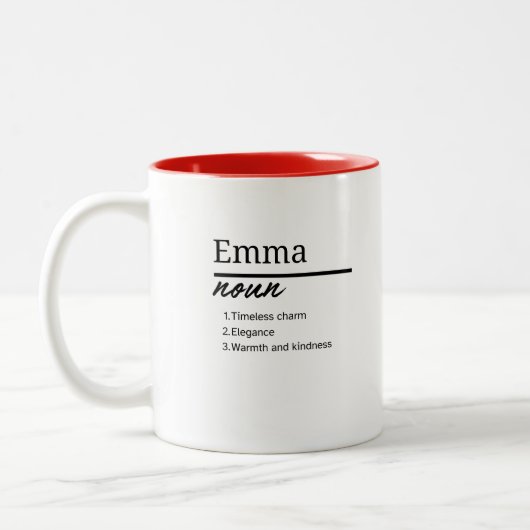 Emma、名パーソナライズされた前定義 ツートーンマグカップ (左)