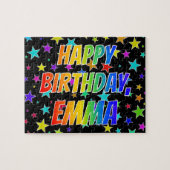 「EMMA」名、おもしろい「ハッピーバースデー」 ジグソーパズル (横)