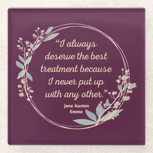 Emma By Jane Austen Quote II - Cute Style ガラスコースター (正面)