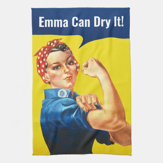 「EMMA Can DRY It」リベやる気を起こさせるッターのロージー キッチンタオル (縦)