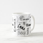 Emma Custom Name  Black White Coffee Mug コーヒーマグカップ (正面右)