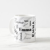 Emma Custom Name  Black White Coffee Mug コーヒーマグカップ (正面左)