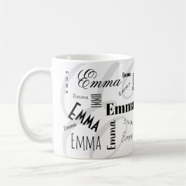 Emma Custom Name  Black White Coffee Mug コーヒーマグカップ