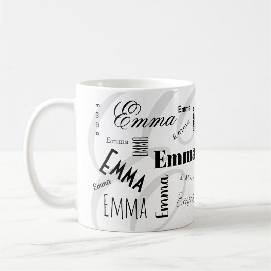 Emma Custom Name  Black White Coffee Mug コーヒーマグカップ (左)