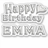 Emma Happy Birthday silver Aufkleber Sticker シール (正面)