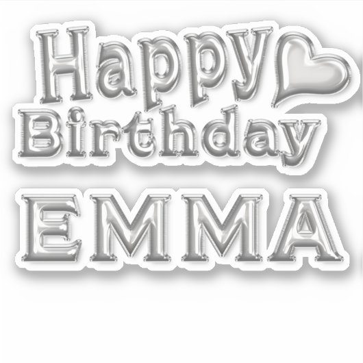 Emma Happy Birthday silver Aufkleber Sticker シール (正面)