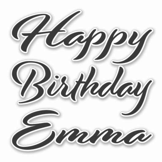 Emma Name Vorname black Sticker Geburtstag シール (正面)