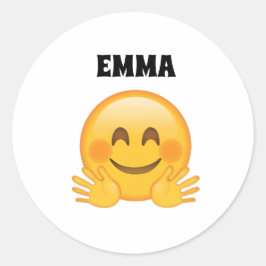 Emma- Personalized Emoji Classic Round Stickers ラウンドシール