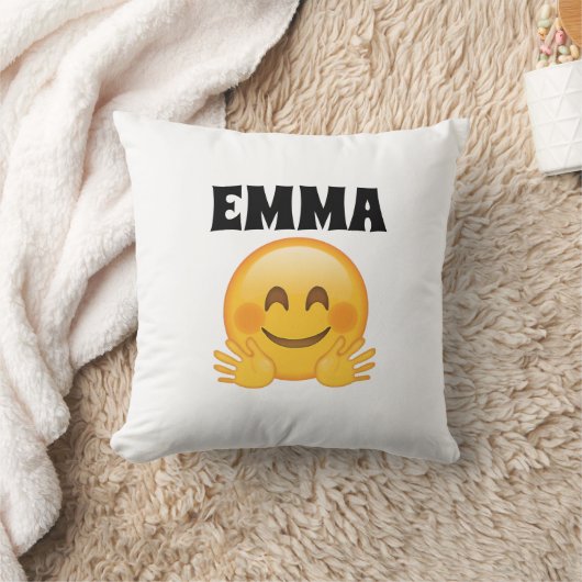 Emma- Personalized Emoji Throw Pillow  クッション (ブランケット)