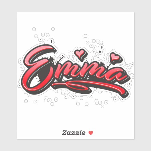 Emma red Heart Graffiti Aufkleber Sticker シール (シート)