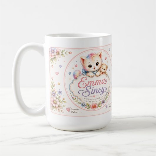 Emma Sincy ロゴ入りセラミックマグ コーヒーマグカップ (左)