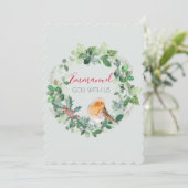 Emmanuel神と米国の水色のリースクリスマス シーズンカード (スタンド正面)