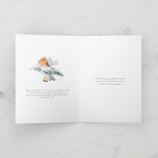 Emmanuel神と米国の水色のリースクリスマス シーズンカード (内部)