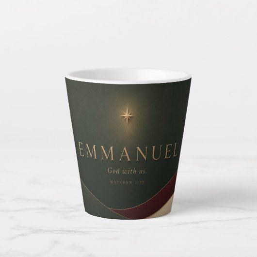EMMANUEL | マタイによる福音書 1:23 キリスト教 カフェラテマグ (正面)