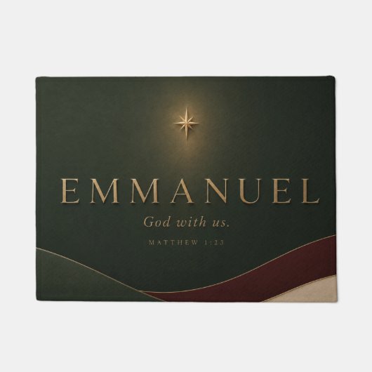 EMMANUEL | マタイによる福音書 1:23 キリスト教 ドアマット (正面)